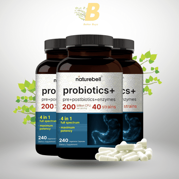 Naturebell Probiotic 200 Billion CFU – 40 Strains Per Serving | 240 Veggie Capsules with Prebiotics and Probiotics for Digestive Health – Gut Health & Bloating Support | Daily Probiotics for Women & Men - Image 2