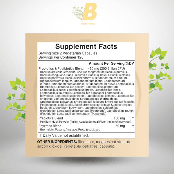 Naturebell Probiotic 200 Billion CFU – 40 Strains Per Serving | 240 Veggie Capsules with Prebiotics and Probiotics for Digestive Health – Gut Health & Bloating Support | Daily Probiotics for Women & Men - Image 3