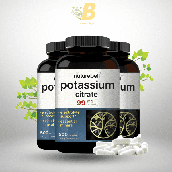 Naturebell Potassium Citrate Supplement 99mg, 500 Capsules , Easily Absorbed Chelated Form – Essential Mineral Electrolyte Balance – Supports Muscle, Bone, & Heart Health – Non-GMO - Image 2