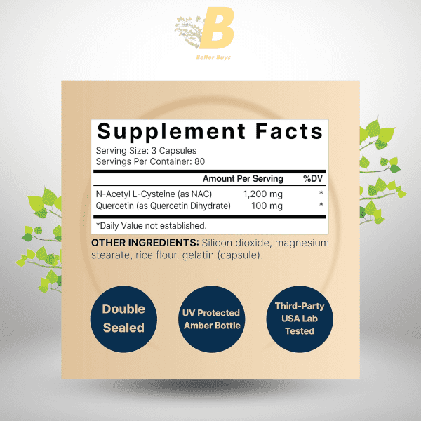 Naturebell NAC Supplement 1200mg Per Serving | 240 Capsules, N-Acetyl Cysteine with Quercetin | Double Strength - Support for Immune, Liver, & Lung Health - Image 3