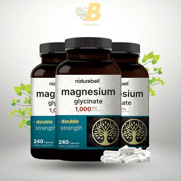 NatureBell Magnesium Glycinate 1,000mg – 240 Capsules Supplement for Energy & Muscle Support - Image 2