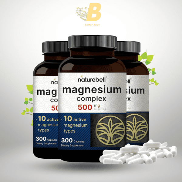 NatureBell Magnesium Complex Supplement 500mg – 300 Capsules  Supports Bone, Heart & Muscle Health - Image 2