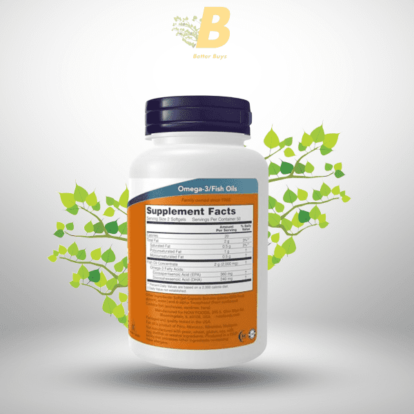 NOW Omega-3 1000mg 100 Softgels, NOW Omega-3 1000mg, Omega-3 supplement in Bangladesh, Original NOW Omega-3 BD, NOW Omega-3 price in BD, Heart health supplement Bangladesh