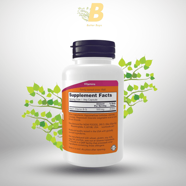 NOW Foods Niacin 500mg, Niacin supplement in Bangladesh, Vitamin B3 capsule price in BD,