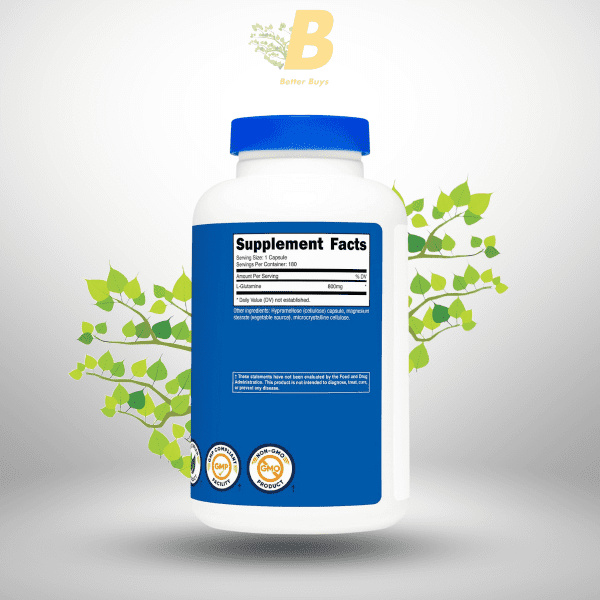 Nutricost L‑Glutamine 800 mg (180 Capsules) – Muscle Recovery & Gut Health Support - Image 3