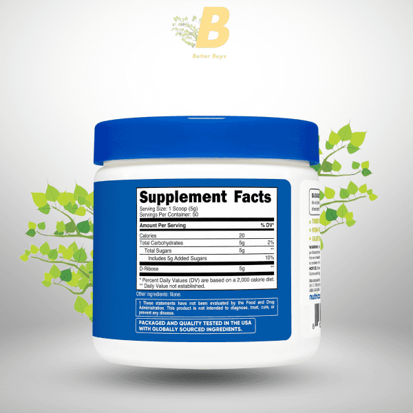 Nutricost D‑Ribose‑5 mg, 250 g, nutricost d-ribose powder, d ribose powder price in bangladesh, pure d ribose powder price in bangladesh, d-ribose supplement in BD, Glutathione USA brand supplement in BD, Made in USA