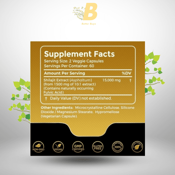 Wellness Labs Shilajit Pure Himalayan Organic Capsules 15000mg 120 Count - Image 3