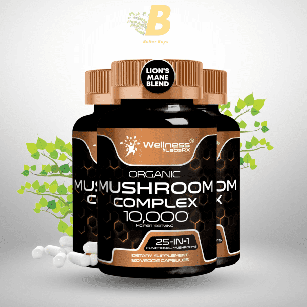 Wellness Labs Mushroom Supplement Capsules 10:1 Extract, Mushroom Complex Capsules 1000mg, Lions Mane Supplement with Turkey Tail, Cordyceps, Reishi - 120 Count - Image 2