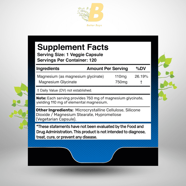 Wellness Labs Magnesium Glycinate 750mg | High Absorption Chelated Calm Support for Women and Men - Glicinato De Magnesio, Magnesium Chelate Supplement for Heart Health, Sleep Support - 120 Count - Image 3