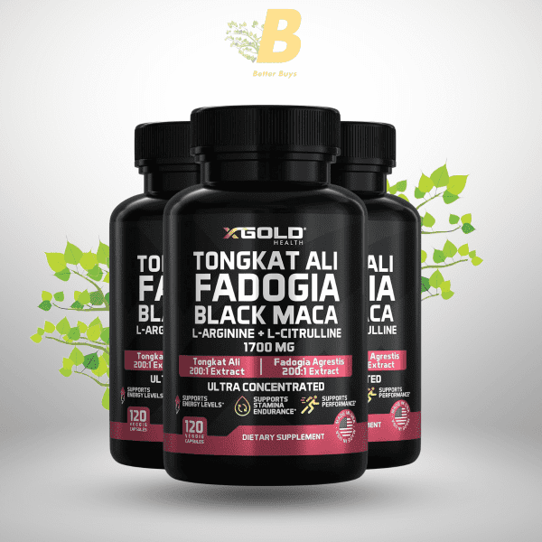 X Gold Health Tongkat Ali, Fadogia Agrestis, Black Maca, L-Arginine & L-Citrulline 120 Capsule - Image 2