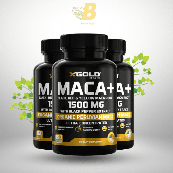 X Gold Health Organic Maca Root Powder Capsules 1500mg with Black | Red & Yellow Peruvian Maca Root Extract Gelatinized 120 capsule - Image 2