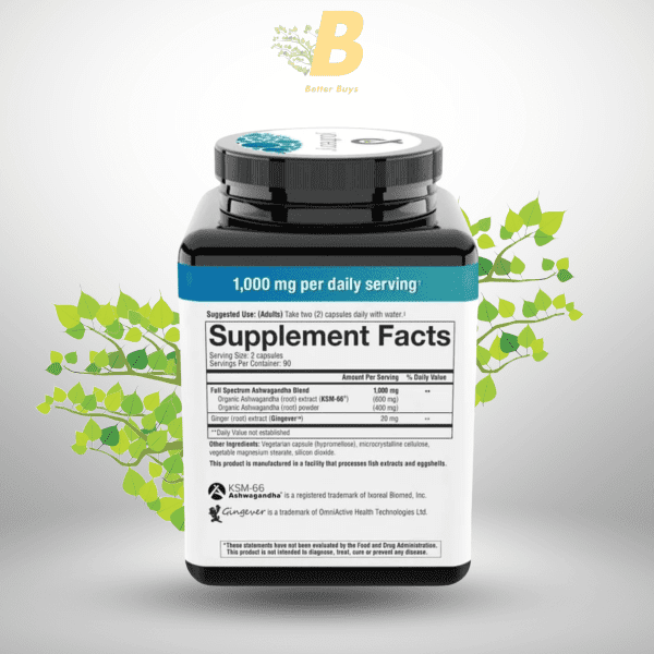 Youtheory Ashwagandha 1000mg with KSM-66 - Helps Support a Healthy Stress Response,180 Capsules (Pack of 1) - Image 3