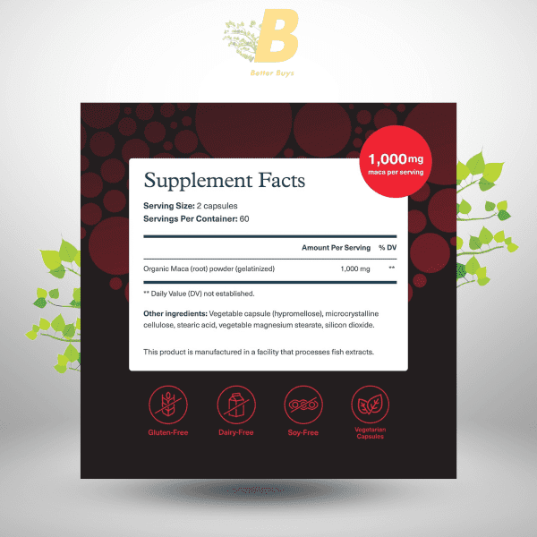 Youtheory Men's Maca - Vegan Maca Supplement for Men - Supports Energy, Stamina & Endurance* - Dairy, Soy & Gluten Free - 120 Vegetable Capsules - Image 3