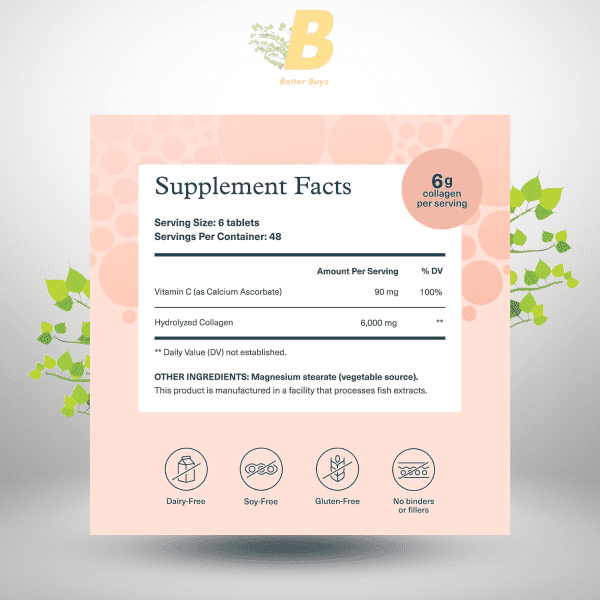 Youtheory Advanced Collagen - 6,000 mg Collagen with Vitamin C - for Hair, Skin & Nails - Supplements for Women & Men - 290 Tablets (45-Day Supply) - Image 3