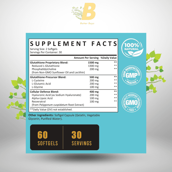 Zeylamum Liposomal Glutathione - 2,400mg - 60 Softgels - Image 3