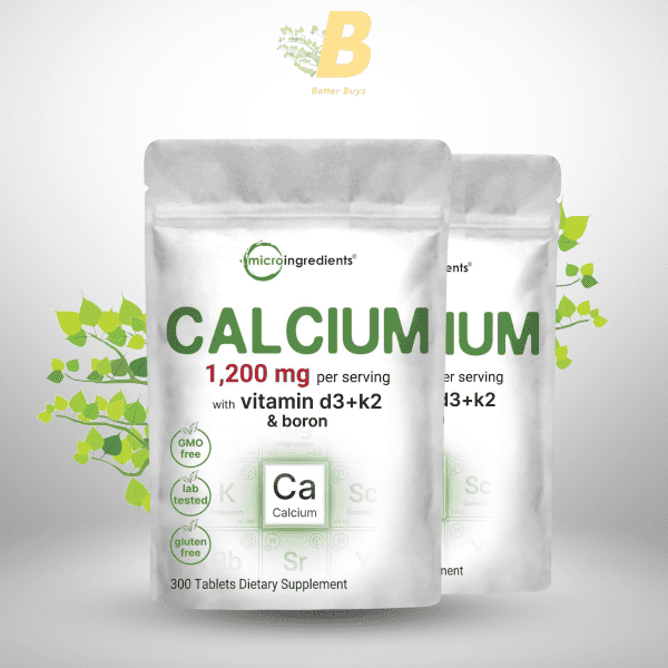 Micro Ingredients Calcium 1200mg with Vitamin D3 & K2 300 Tablets - Image 2