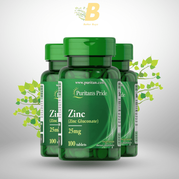 Puritan's Pride Zinc Gluconate 25mg 100 Caplets - Image 2