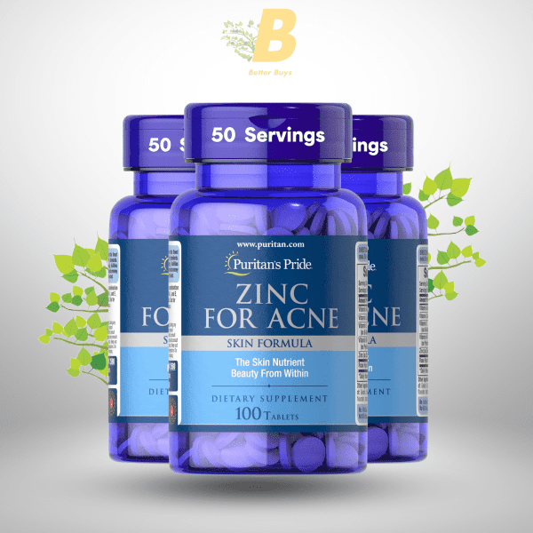 Puritan's Pride Zinc for Acne Skin Formula 100 Tablets - Image 2