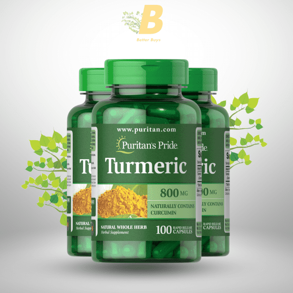 Puritan's Pride Turmeric 800 mg 100 Capsules - Image 2