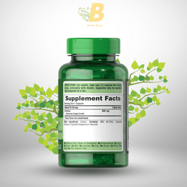 Puritan's Pride Turmeric 800 mg 100 Capsules - Image 3