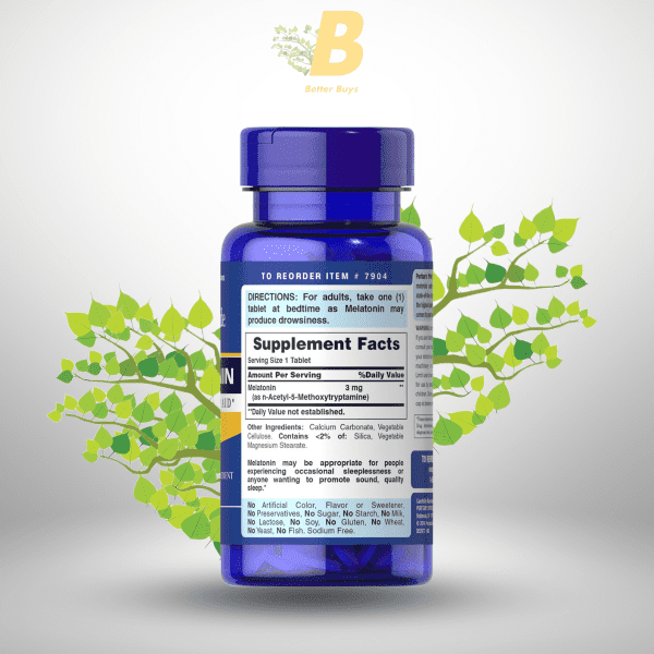 Puritans Pride Melatonin 3 Mg Tablets, 120 & 240 Count - Image 3