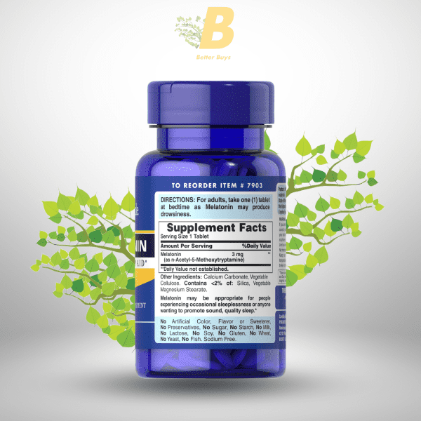 Puritans Pride Melatonin 3 Mg Tablets, 120 & 240 Count - Image 6