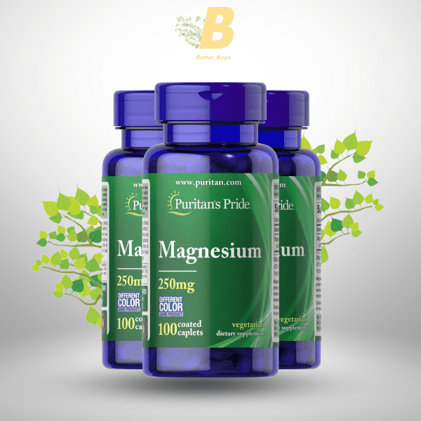 Puritan's Pride Magnesium 250 mg 100 Caplets - Image 2