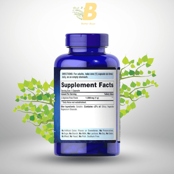 Puritan's Pride L-Arginine 1000mg 100 Capsules - Image 3