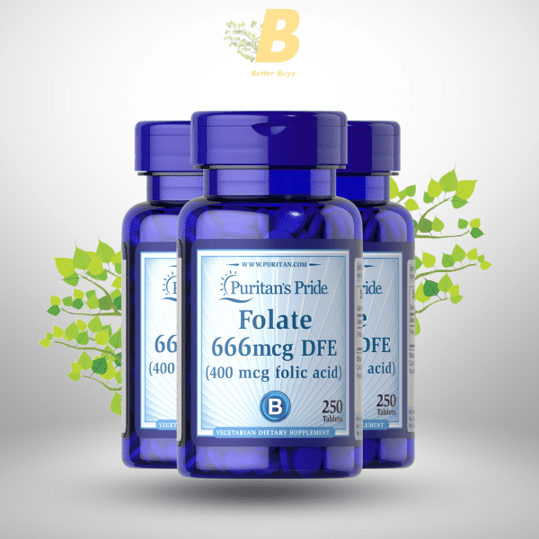 Puritan's Pride Folic Acid 400mcg 250 Tablets - Image 2