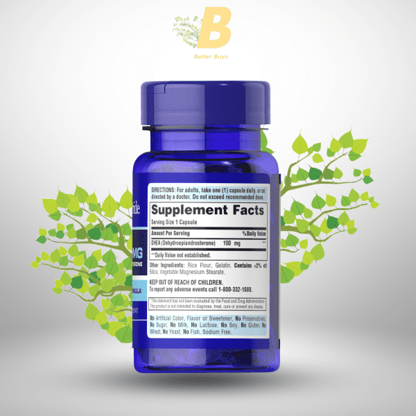 Puritan's Pride DHEA 100mg 60 Caplets - Image 3