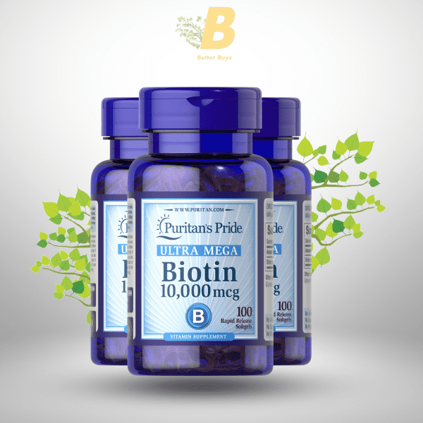 Puritan's Pride Biotin 10,000mcg 100 Softgels - Image 2