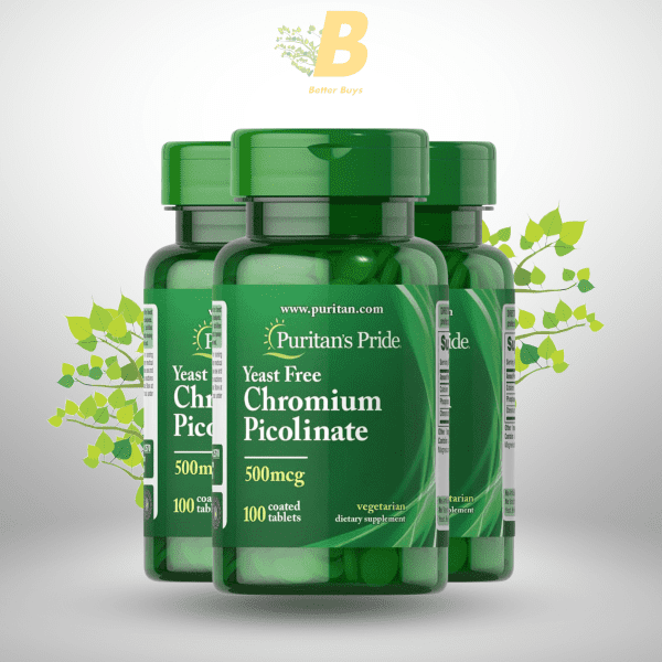 Puritans Pride Chromium Picolinate 500 Mcg Yeast Free, 100 Count - Image 2