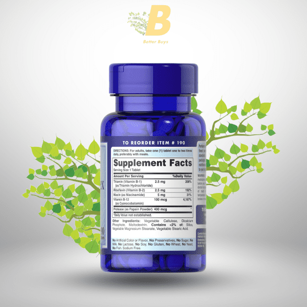 Puritan's Pride Vitamin B-Complex and Vitamin B-12 90 Tablets - Image 3