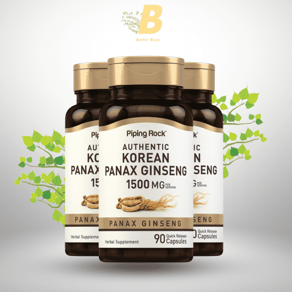 Piping Rock Korean Ginseng Capsules | 1500mg | 90 Count | Panax Ginseng Root Extract | Herbal Supplement | Non-GMO, Gluten Free - Image 2