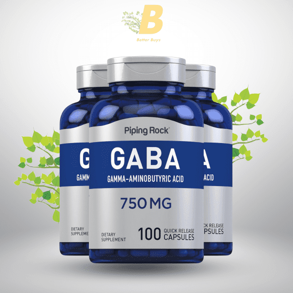 Piping Rock GABA Supplement 750mg | 100 Capsules | Gamma-Aminobutyric Acid | Non-GMO, Gluten Free - Image 2