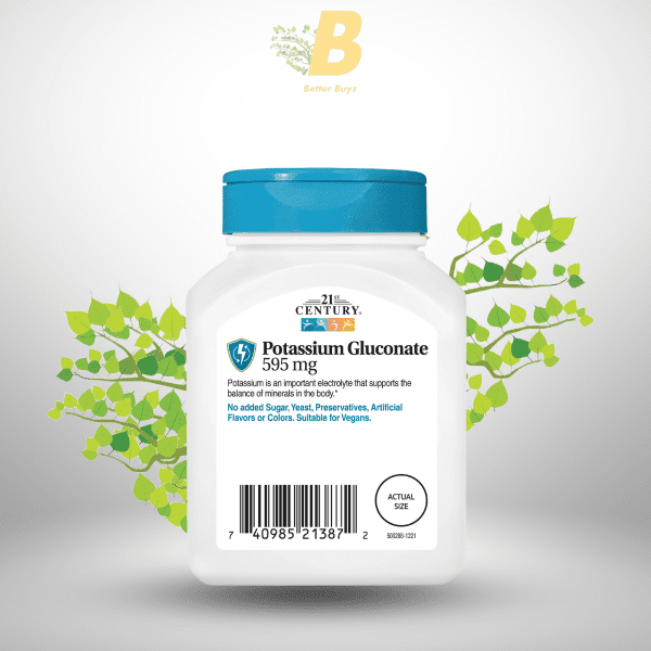 21st Century Potassium Gluconate - 595mg - 110 Tablets - Image 4