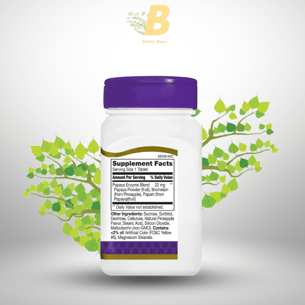 21st Century Papaya Enzyme, Chewable - 100 Tablets - Image 3