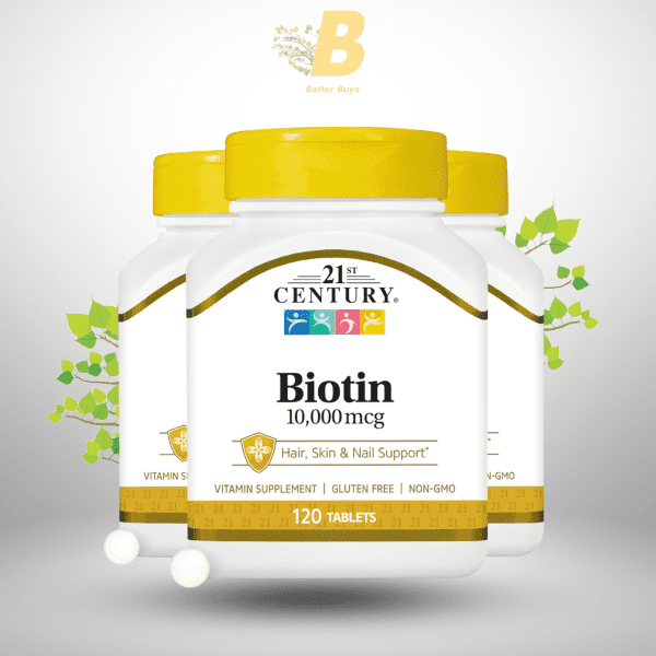 21st Century Biotin Tablets, 10,000 mcg, Unflavored 120 Count - Image 2