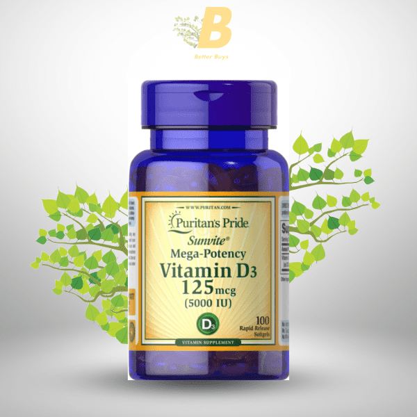 Puritan's Pride Vitamin D3 5000 IU 200 or 100 Softgels - Image 4