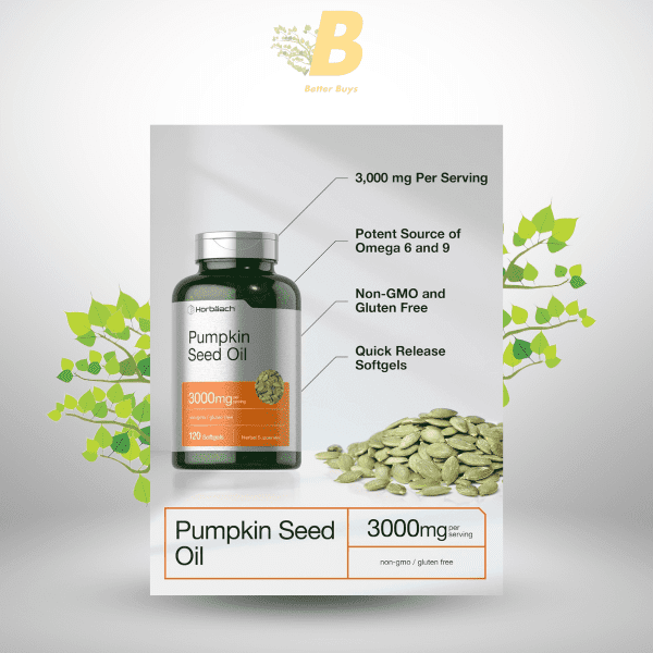 Horbaach Pumpkin Seed Oil - 3000mg - 120 Softgels - Image 4