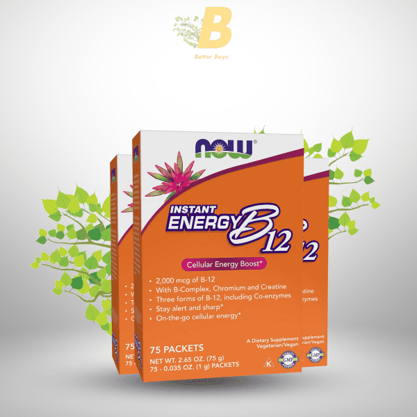 NOW Supplements, Instant Energy B-12 (2,000 mcg of B-12 per packet), Cellular Energy Boost*, 75 Packets - Image 2