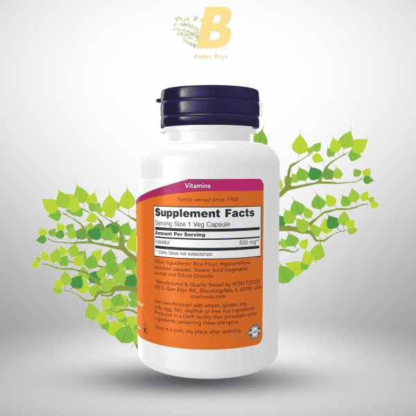 NOW Foods Supplements, Inositol 500 mg, Healthy Membrane Function*, Cellular Health*, 100 Veg Capsules - Image 3