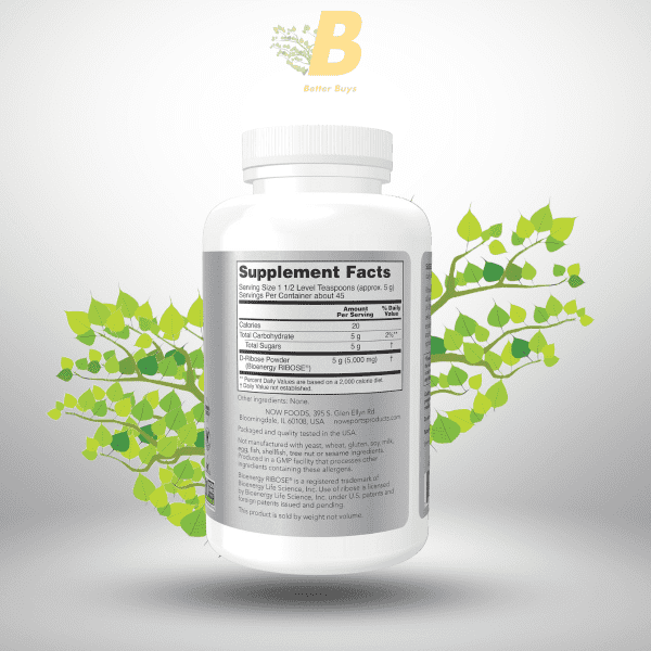 NOW Sports D-Ribose Powder - 5000mg - 227g - Image 3