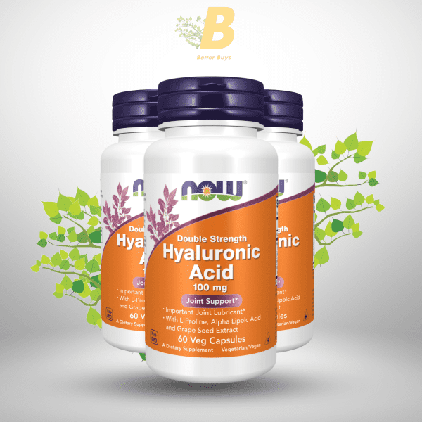 NOW Hyaluronic Acid, Double Strength-100 mg, 60 Veg Capsules - Image 2