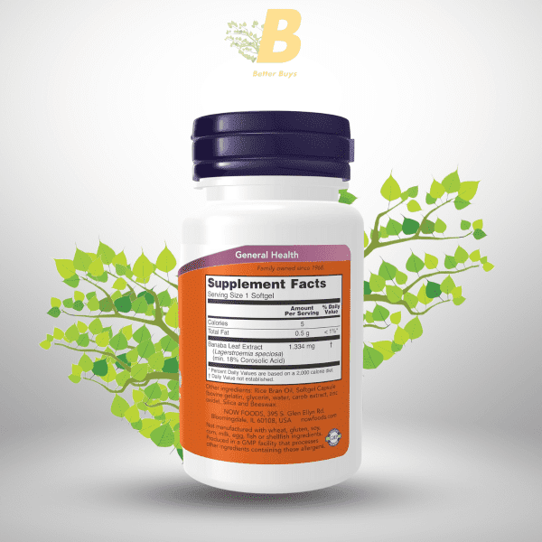 NOW Foods Supplements, GlucoFit® with 18% Corosolic Acid, Supports Glucose Metabolism*, 60 Softgels - Image 3