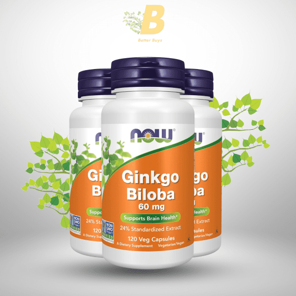 NOW Foods Supplements, Ginkgo Biloba 60 mg, 24% Standardized Extract, Non-GMO Project Verified, 120 Veg Capsules - Image 2
