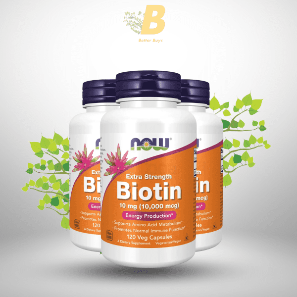 NOW Supplements, Biotin 10mg (10,000 mcg), Extra Strength, Energy Production*, 120 Caps - Image 2