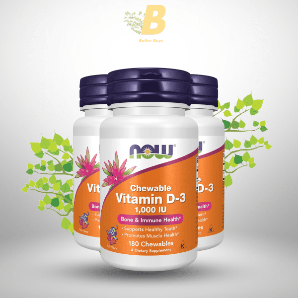 NOW Foods Supplements, Vitamin D-3 1,000 IU, Natural Fruit Flavor, Structural Support*, 180 Chewables - Image 2
