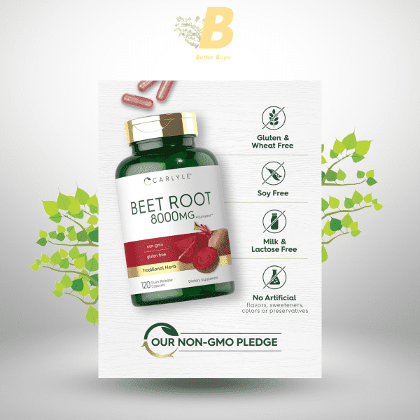 Carlyle Beet Root Capsules | 8000 mg | 120 Count - Image 4