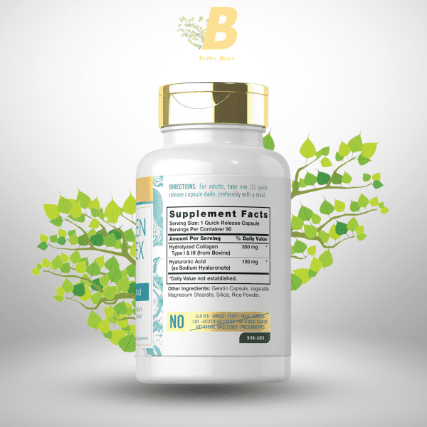 Carlyle Collagen Pills with Hyaluronic Acid 500mg | 90 Capsules | Hydrolyzed Collagen Supplement - Image 3